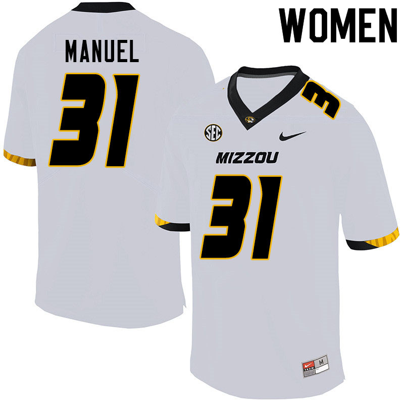 Women #31 Martez Manuel Missouri Tigers College Football Jerseys Sale-White - Click Image to Close